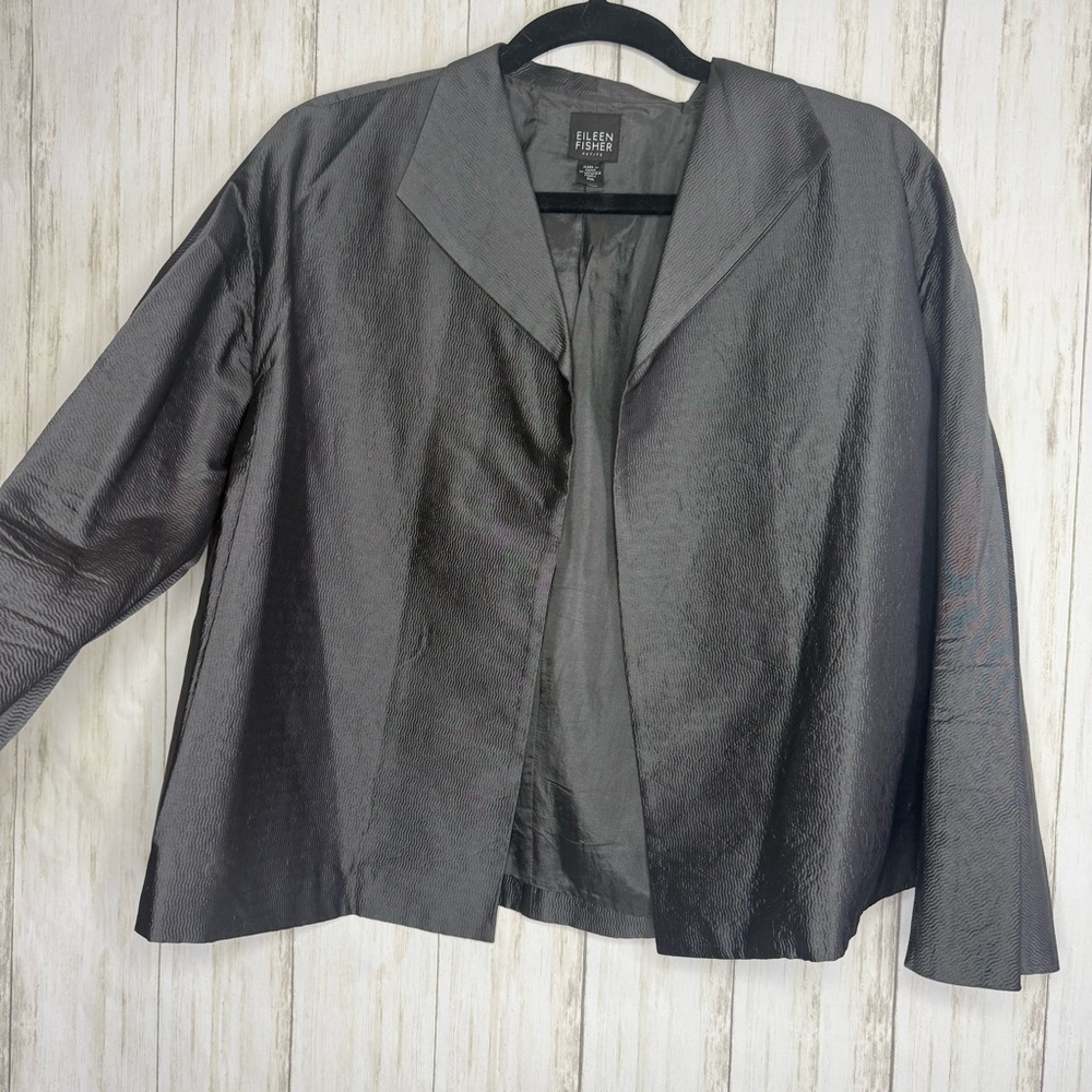 Eileen Fisher Silk Charcoal Gray Women's Jacket